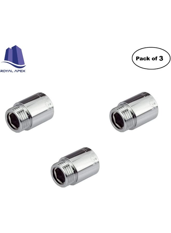 Royal Apex High Quality Chrome Extension Nipple Male To Female 1/2" British Standard Pipe Bsp Various Sizes For Extension Pipe That Allows To Extend Any Fitting In Height Pack Of 3 1/2X20Mm - Image 3