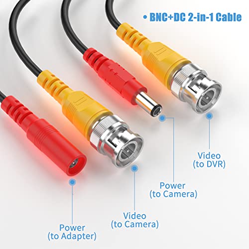 EKYLIN 32FT 10M 2-in-1 BNC Video and Power DC Extension Cable for CCTV Security Camera Home Surveillance Closed-Circuit TV System - Image 2
