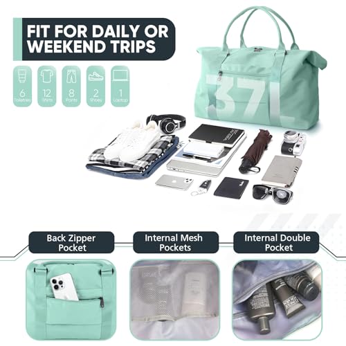 Easyfun Grass Weekender Travel Bag - Small Gym Bag for Men & Women, Overnight Bag with Trolley Sleeve, Airplane Travel Essentials - Image 3