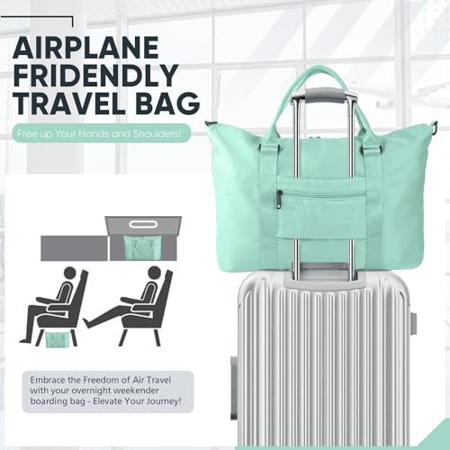 Easyfun Grass Weekender Travel Bag - Small Gym Bag for Men & Women, Overnight Bag with Trolley Sleeve, Airplane Travel Essentials - Image 2