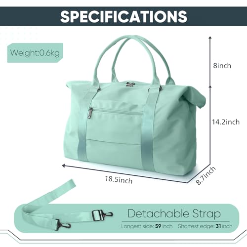 Easyfun Grass Weekender Travel Bag - Small Gym Bag for Men & Women, Overnight Bag with Trolley Sleeve, Airplane Travel Essentials - Image 4
