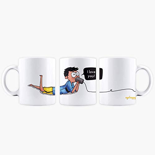 Oye Happy - Love Link Couple Mugs - Romantic Gift for Boyfriend/Girlfriend/Wife/Husband on Birthday/Anniversary (Ceramic) (Microwavable) (330 ml) - Image 2