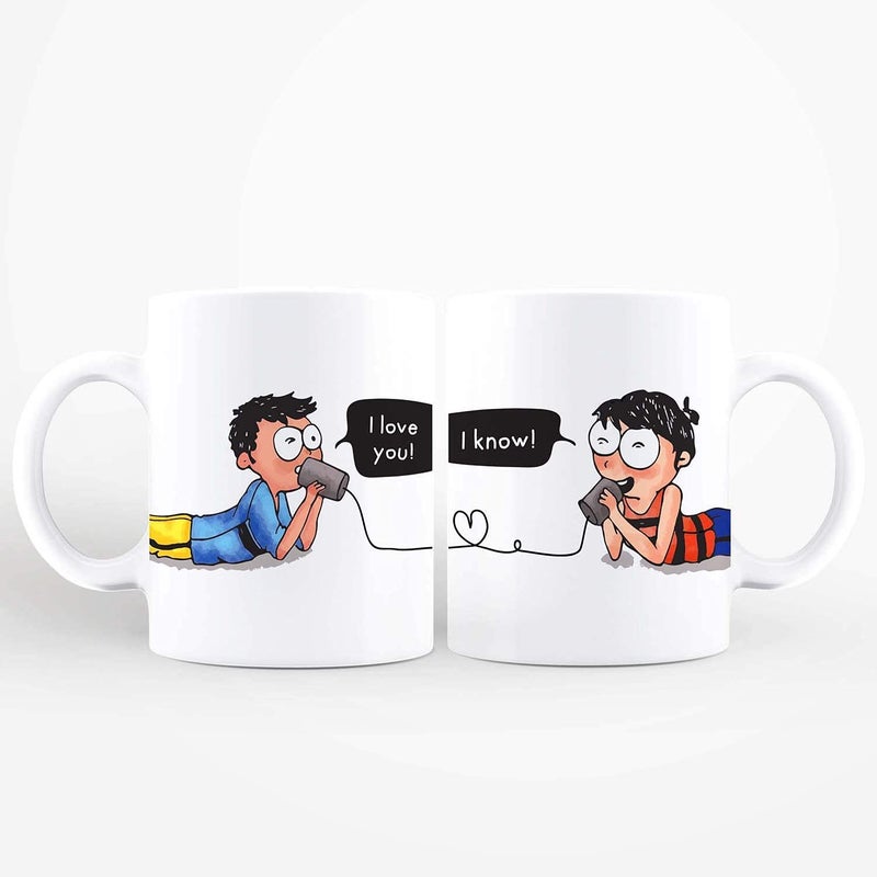Oye Happy - Love Link Couple Mugs - Romantic Gift for Boyfriend/Girlfriend/Wife/Husband on Birthday/Anniversary (Ceramic) (Microwavable) (330 ml) - Image 5