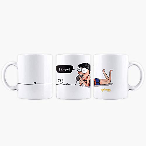Oye Happy - Love Link Couple Mugs - Romantic Gift for Boyfriend/Girlfriend/Wife/Husband on Birthday/Anniversary (Ceramic) (Microwavable) (330 ml) - Image 3