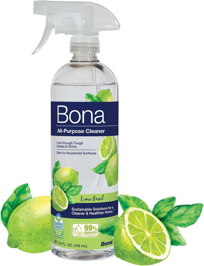 Bona All-Purpose Cleaner - Lime Basil Scent - 24 fl oz - Household Cleaner Cuts Through Tough Grease & Grime - Safe for Household Surfaces - Image 1