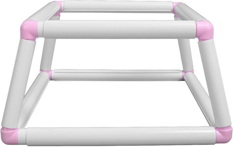 Double Layer Embroidery Frame Stand, Rectangular Plastic Tube Sewing Hoop, Clip On Embroidery Holder with 20 Accessories, Lap Stand for Cross Stitch, Punch Needle and French Style (Pink) - Image 4