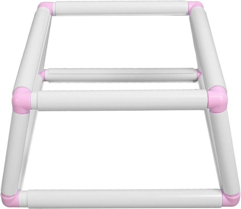 Double Layer Embroidery Frame Stand, Rectangular Plastic Tube Sewing Hoop, Clip On Embroidery Holder with 20 Accessories, Lap Stand for Cross Stitch, Punch Needle and French Style (Pink) - Image 5