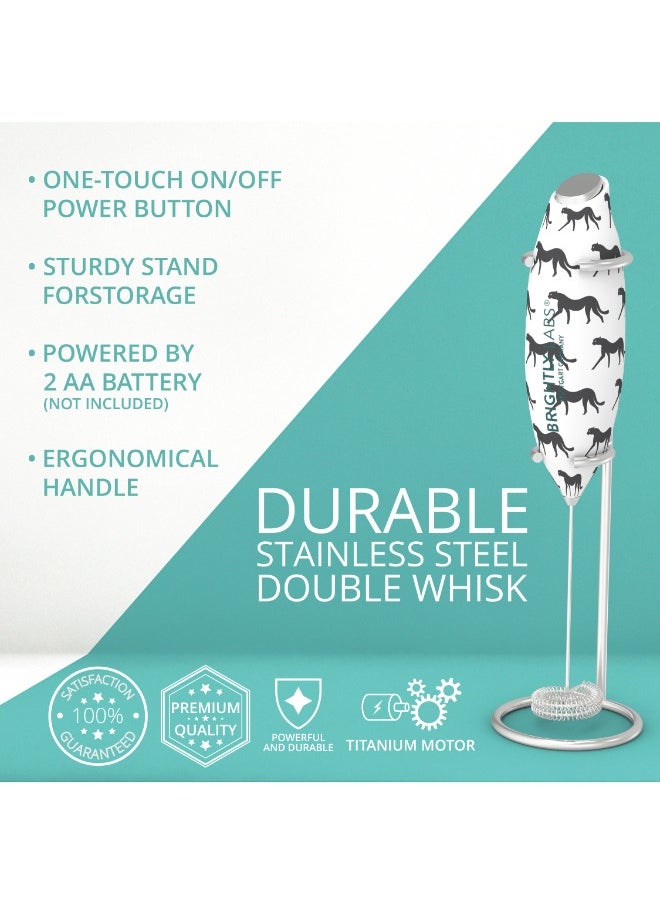Upgrade Your Coffee Experience with Our Powerful Titanium Motor Handheld Milk Frother - Electric Whisk, Foamer, Mixer & Blender for Frappe, Latte, Matcha - Includes Stand for Convenience.