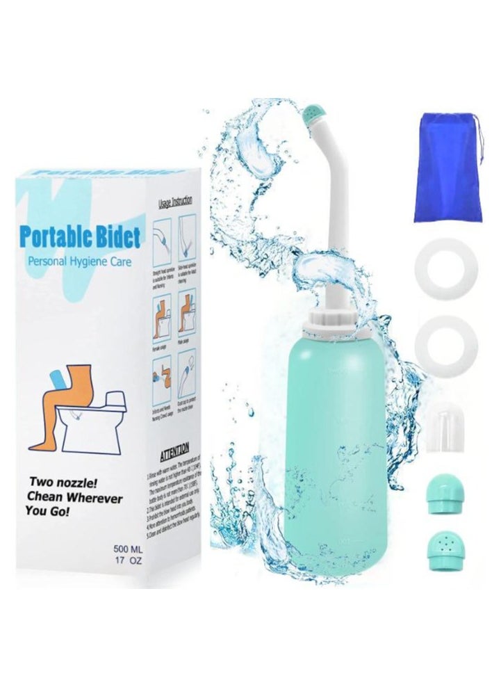 ماركة غير محددة Peri Bottle Travel Shattaf, Portable Travel Bidet with Carry Bag,TPE Material Can Be Boiled, 500ml Capacity with 2 Sealing Ring,Essentials for Postpartum Perineal Care,Hemorrhoid Treatment Green  - Image 1