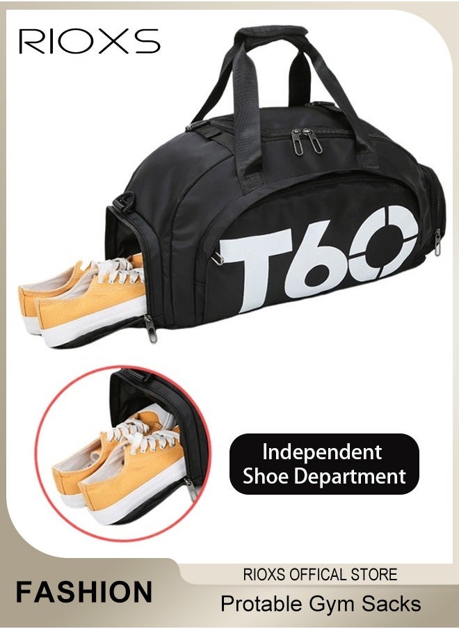 RIOXS Gym Sacks For Men Women,Gym Bag With Shoes Compartment & Wet Pocket,Versatile Duffle Bag,Protable Bag For Travel Sports Fitness Yoga,Sports Holdall Backpack  - Image 1