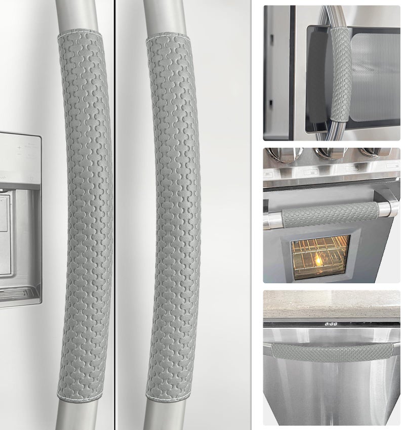 Luludamier Refrigerator Door Handle Covers, Set of 5, Performance Appliance Handle Covers, Non-Slip Fridge Door Handle Covers, Keep Your Kitchen Clean, Microwave Oven Dishwasher door Handle Protectors(Gray) - Image 1