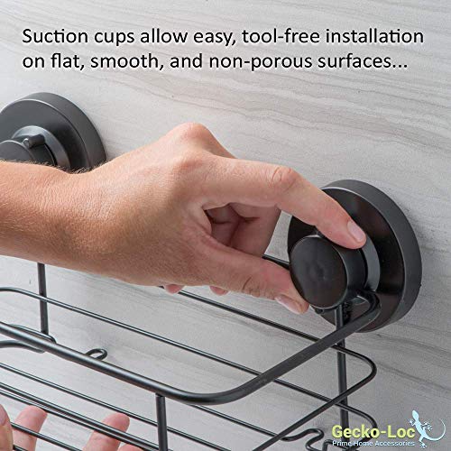 Gecko-Loc Heavy Duty Suction Cup Hooks Shower Accessory Stainless Steel - Black - Image 4