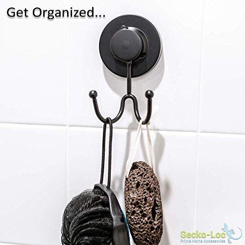 Gecko-Loc Heavy Duty Suction Cup Hooks Shower Accessory Stainless Steel - Black - Image 2