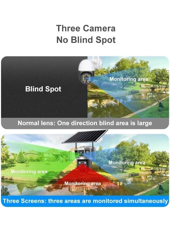 في 380 كاميرا V380 Pro 4G الرقمية ذات عدستين وشاشتين بدقة 4 ميجابكسل تعمل بالطاقة الشمسية والبطارية، مزودة بخاصية التكبير الرقمي، وكاميرا مراقبة أمنية تعمل بالطاقة الشمسية 4G، بزاوية دوران 355 درجة وإمالة 90 درجة، ومقاومة للماء بمعيار IP66، ورؤية ليلية ملونة بدقة 4K. - Image 4