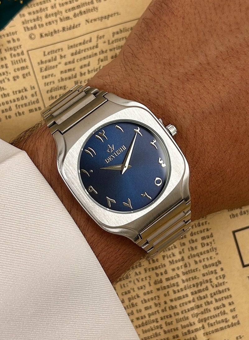 ديفوشي ساعة يد رجالية فاخرة ستانلس ستيل بحروف عربية – وجه كلاسيكي | ديفوشي - Image 1