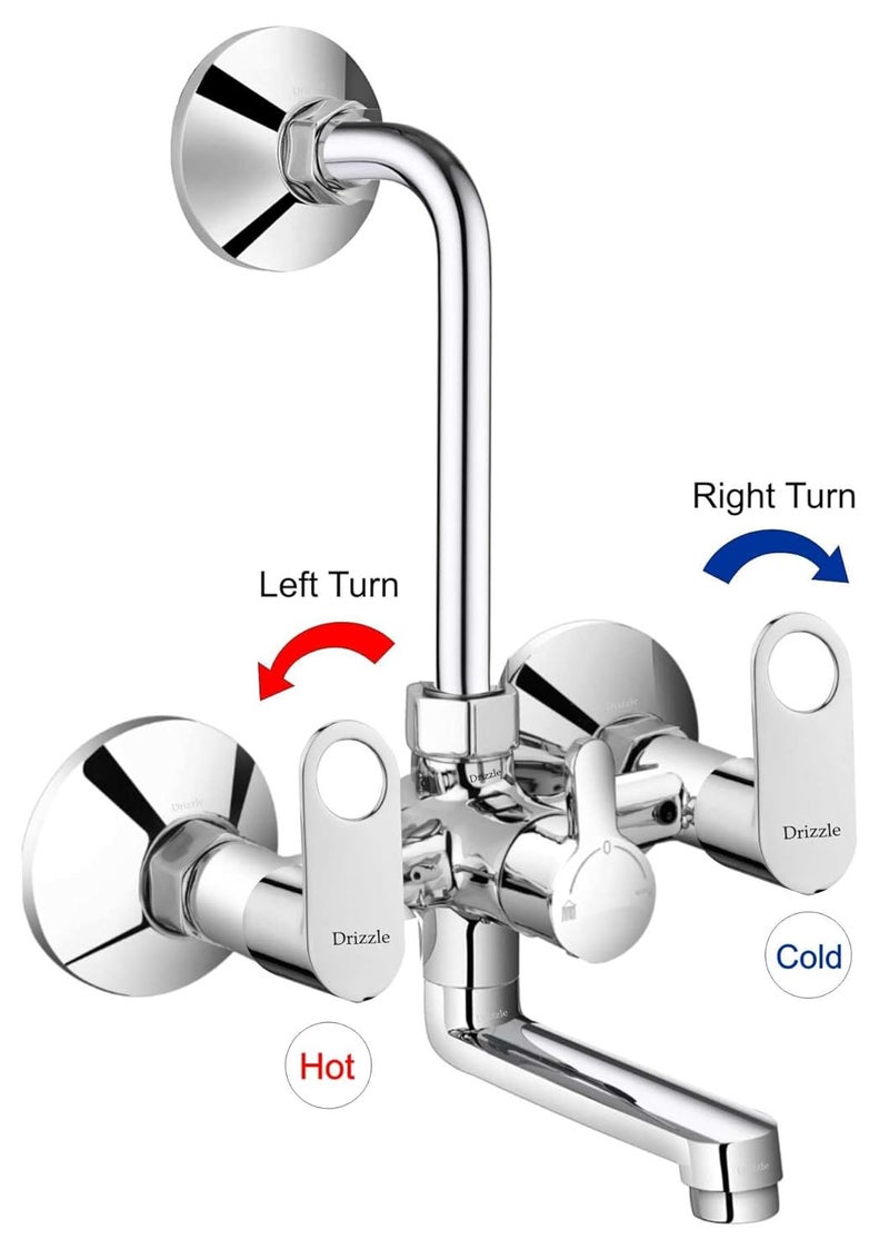 DRIZZLE ONX111 Ornamix Wall Mixer 2in1 Tap Brass with Complete Accessories Chrome Plated Quarter Turn Foam Flow - Image 2