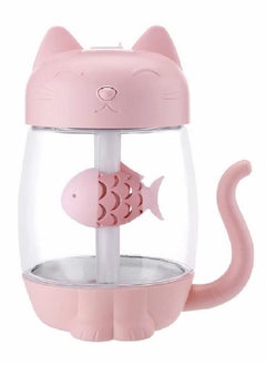 Y&D USB Cat Cool Mist Humidifier, 3 in 1 350ml Polyme Water Mode & Auto Shut-Off, Baby Humidifier with 6 Color LED Lights Changing, for Home Car Office, Air Small Fan (Pink)  - Image 1