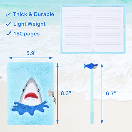 PJDRLLC Shark Diary for Boys with Lock and Keys, Kids Journal Travel Notebook for 6-10, Cute Secret Diary with Shark Pen, Practical Gift for Birthday Easter, Prizes for Students - Image 4