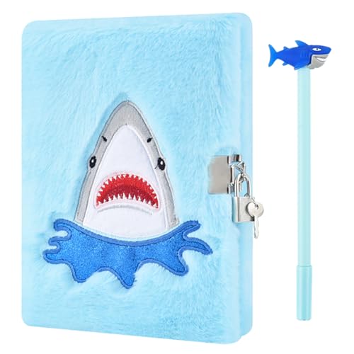 PJDRLLC Shark Diary for Boys with Lock and Keys, Kids Journal Travel Notebook for 6-10, Cute Secret Diary with Shark Pen, Practical Gift for Birthday Easter, Prizes for Students - Image 1