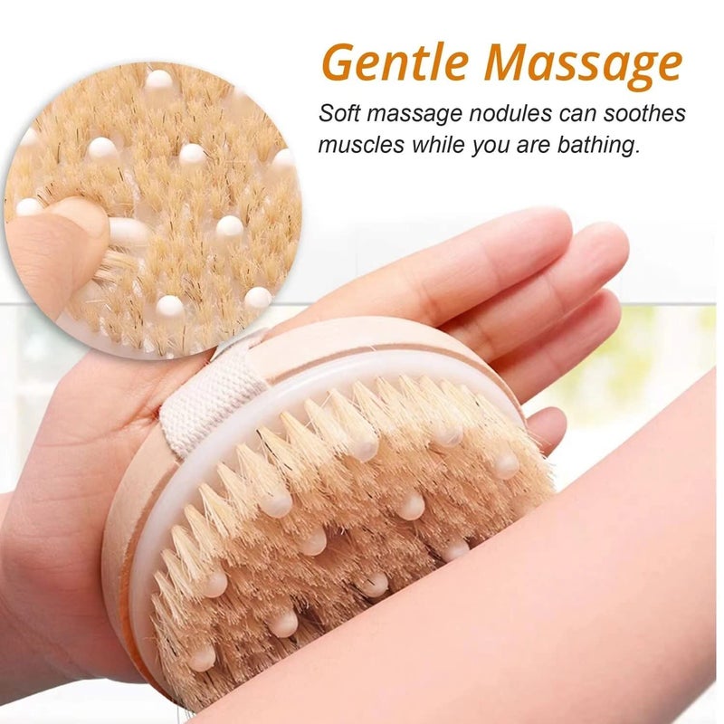 MustHome | Dry Brush | Body scrubber for bathing | Back Brush | Bath Brush for Women | Brown | Natural Bristle | Remove Dead Skin | Dry Brushing Body Brush | Dry Body Brush | Pack of 1 (MH-02) - Image 2