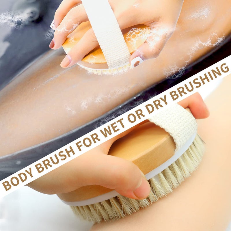 MustHome | Dry Brush | Body scrubber for bathing | Back Brush | Bath Brush for Women | Brown | Natural Bristle | Remove Dead Skin | Dry Brushing Body Brush | Dry Body Brush | Pack of 1 (MH-02) - Image 5