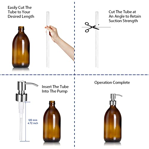 Komashr 4PC Soap Dispenser Lids - Stainless Steel Replacement Pump -Waterproof Label Stickers 8 Pack Tubes Fit 28/400 Thread Neck Bottles,for Dish Soap,Lotions,Conditioner,Shampoo (Brushed Nickel) - Image 4