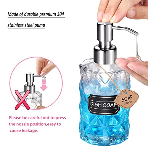 Komashr 4PC Soap Dispenser Lids - Stainless Steel Replacement Pump -Waterproof Label Stickers 8 Pack Tubes Fit 28/400 Thread Neck Bottles,for Dish Soap,Lotions,Conditioner,Shampoo (Brushed Nickel) - Image 3