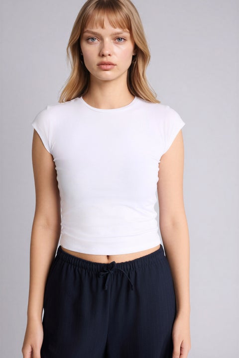 White Woman Fitted Modal T-Shirt Casual