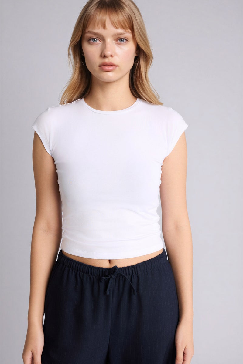 DeFacto White Woman Fitted Modal T-Shirt Casual - Image 1