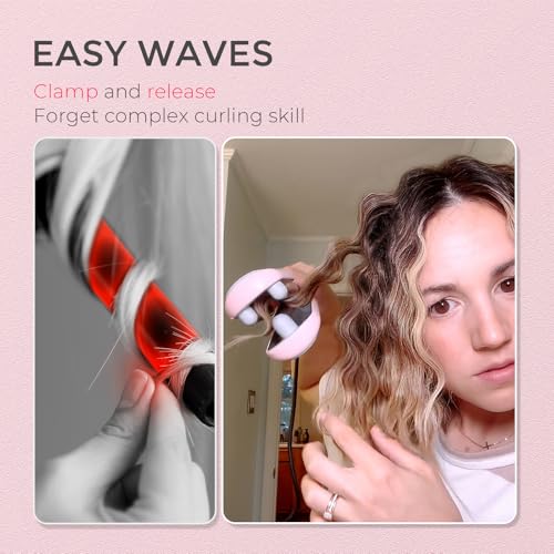 TYMO Curling Iron Hair Crimper Waver - TYMO ROVY Beach Waves Curling Wand, Ionic Deep Waver Hair Curler Tool with Ceramic 3 Barrel for Women, Dual Voltage, Anti-Scald, Easy to Use, Pink, 1 Inch - Image 2