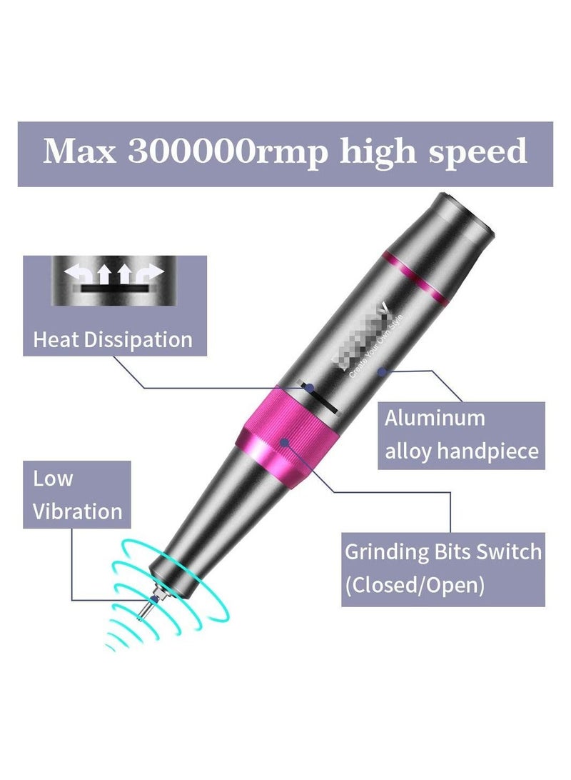 general Nail Drill Machine,30000rpm Professional Rechargeable Nail Drill Kit with Phone Power Bank Portable Electric Acrylic Nail Tools for Exfoliating,Grinding,Polishing - Image 5