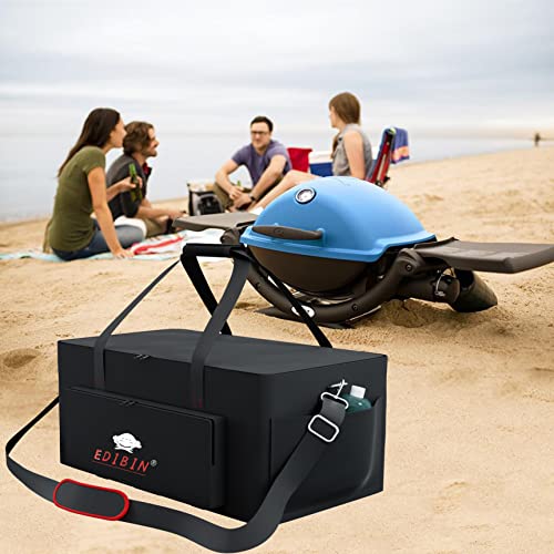 EDIBIN Grill Carry Bag for Weber Q1200 Q1000 Liquid Propane Portable Gas GrillCompatible with Weber Q1400 electric grill Bag for Travel and Camping600D Heavy Duty Weather Resistant - Image 3