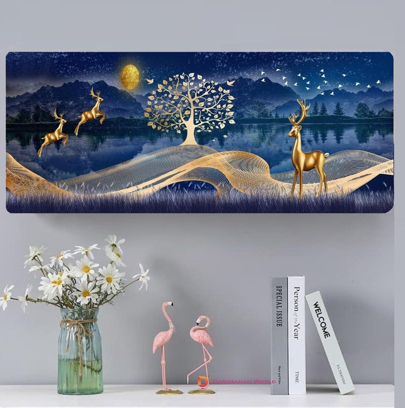 STUTI WORLD Beatiful Designer Ac Cover, Printed Air Conditioning Dust Cover Folding Design Cover For Indoor And All Type AC Split Cover (Gold Deer 1 Ton) - Image 1