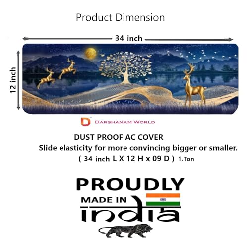 STUTI WORLD Beatiful Designer Ac Cover, Printed Air Conditioning Dust Cover Folding Design Cover For Indoor And All Type AC Split Cover (Gold Deer 1 Ton) - Image 3