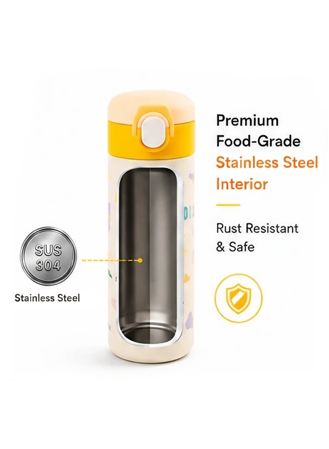 Cocobee-Insulated Stainless Steel Water Bottle, Leakproof, Soft Handle Grip, Odour Free, 500Ml, 3 Years+-Yellow - Image 5