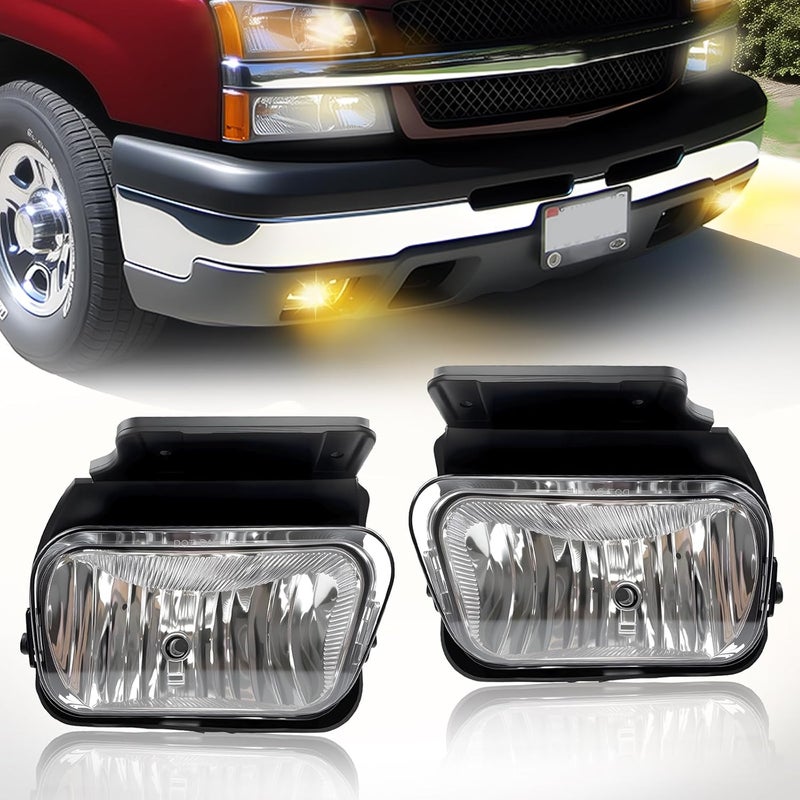 Boxlight Fog Lights for 2003-2007 Chevy Silverado & 2002-2006 Avalanche - Clear Lens, 1 Pair - Image 1