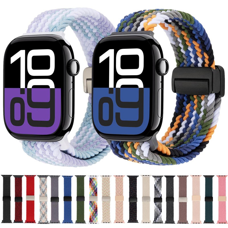 إيروريكس لساعة Apple Watch 42 مم / 41 مم / 40 مم / 38 مم حزام ساعة مغناطيسي منسوج (رمادي وردي أزرق) - Image 4