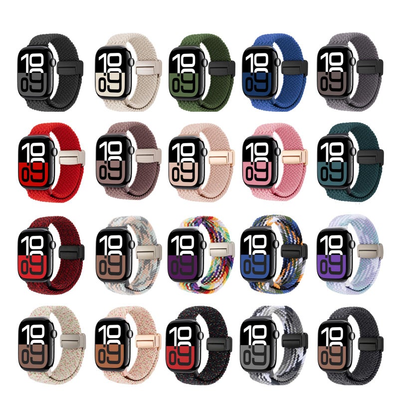 إيروريكس لساعة Apple Watch 42 مم / 41 مم / 40 مم / 38 مم حزام ساعة مغناطيسي منسوج (رمادي وردي أزرق) - Image 5