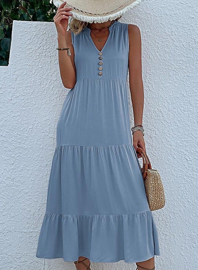 Yailla Summer Vest Skirt Sleeveless Loose Casual Dress 