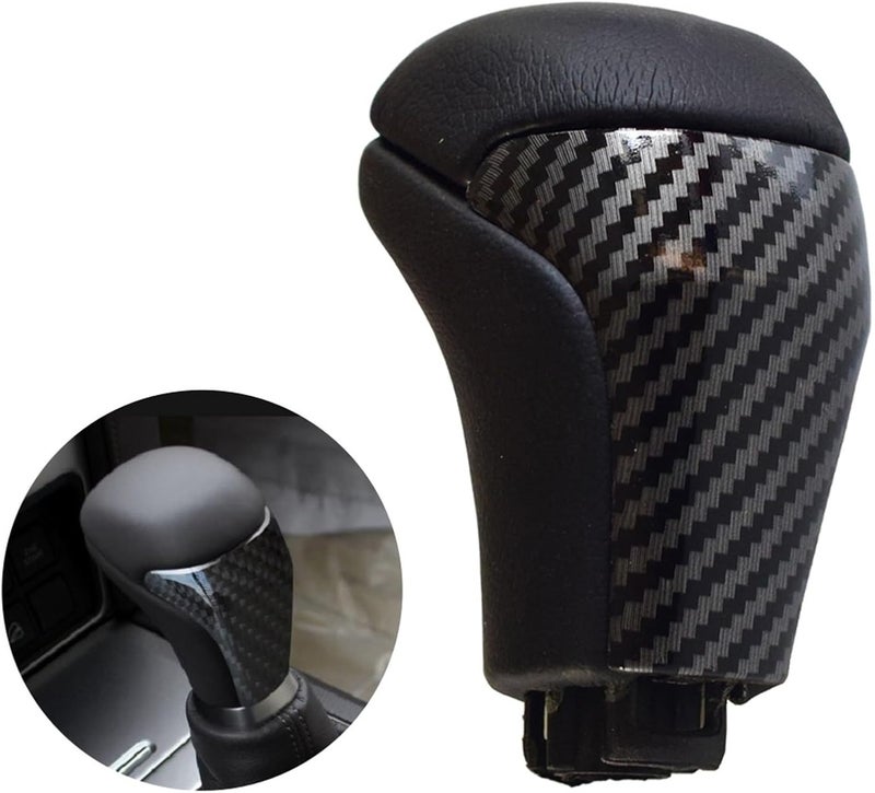 Shift Knob Wooden and ABS Leather Gear Shift Knob Auto Accessories for Manual Automatic Vehicles(Carbon fiber) - Image 4