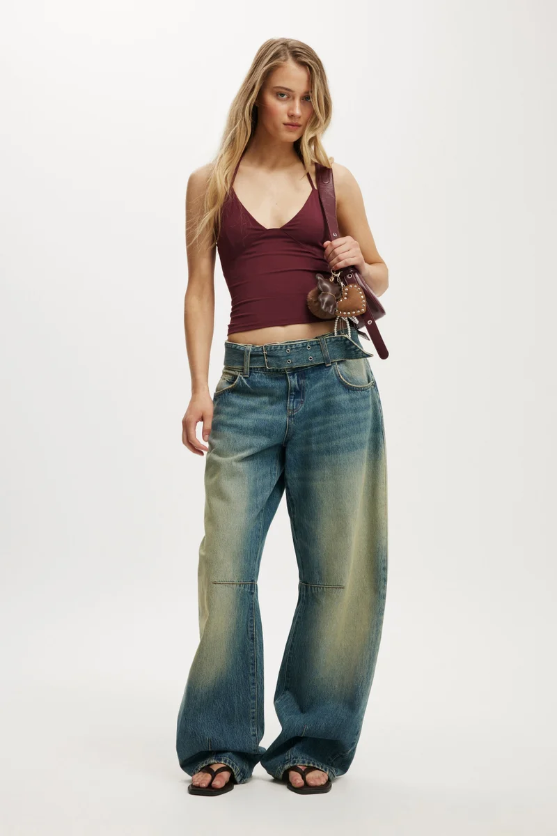 كوتون اون جين بخصر منخفض