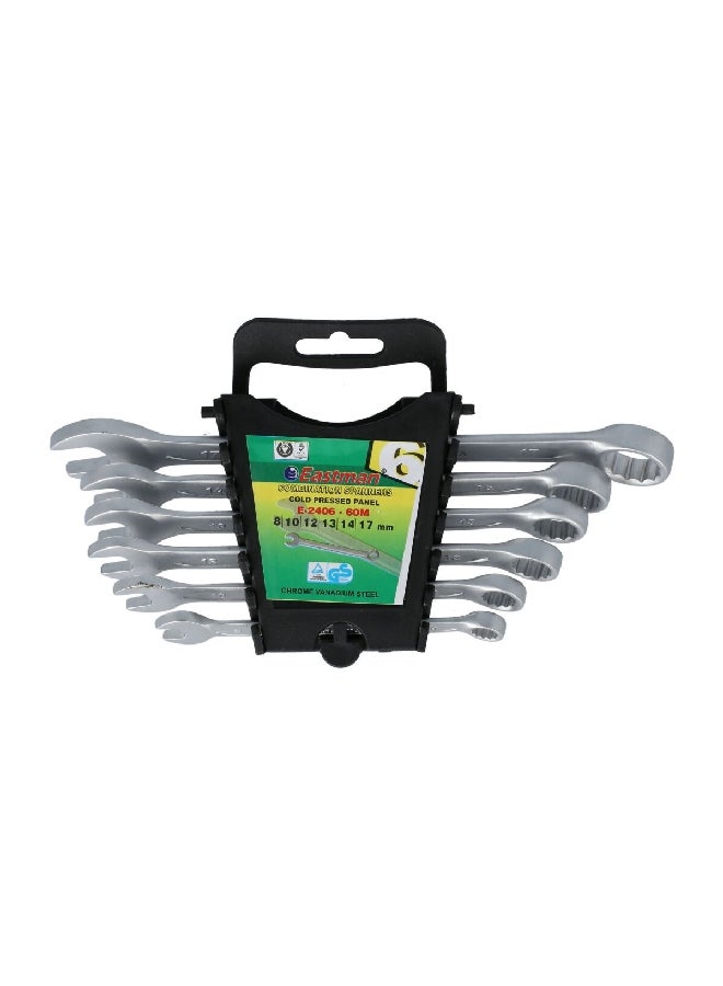 إيست مان مجموعة مفاتيح مزدوجة، مصنوعة من فولاذ كروم فاناديوم، تحتوي على 6 قطع، باللون الفضي، 12.7 X 10.16 X 6.3 سم E-2406