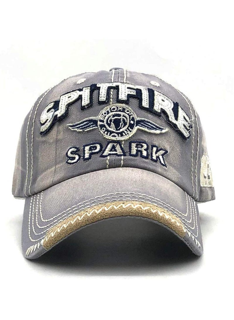 SYOSI Distressed Baseball Cap for Mens Vintage Trucker Hat  Cotton Embroidered Snapback Casual Baseball Cap for Unisex - Grey  - Image 3