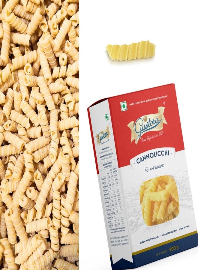 Gustora Durum Wheat Semolina Cannolicchi Pasta, 500g & Rigatoni Pasta, 400g Combo I Vegetarian Pasta I Rich in Fibre & Protein - 900G - Image 4