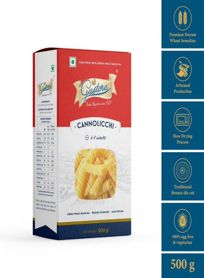 Gustora Durum Wheat Semolina Cannolicchi Pasta, 500g & Rigatoni Pasta, 400g Combo I Vegetarian Pasta I Rich in Fibre & Protein - 900G - Image 3