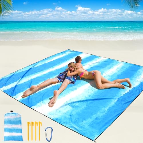 WIWIGO Beach Blanket Waterproof Sandproof Beach Mat 79 X 8310x9for 28 Adults Quick Drying Outdoor Picnic Mat Beach Accessories for Travel Camping Hiking - Image 1