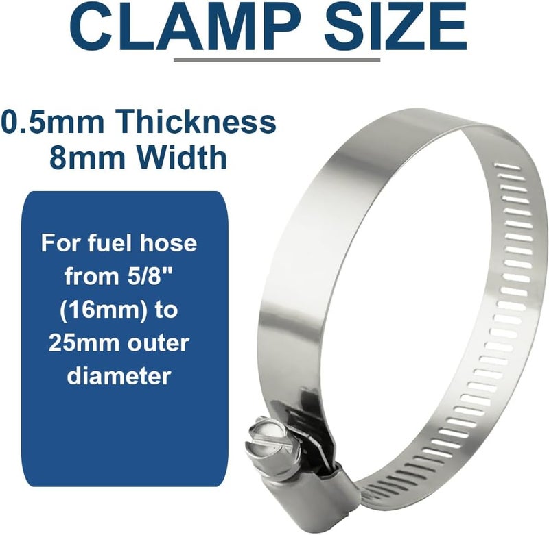 Byredio 1/2 Inch NBR Fuel Line with 10 Stainless Steel Clamps - 10FT - Image 4