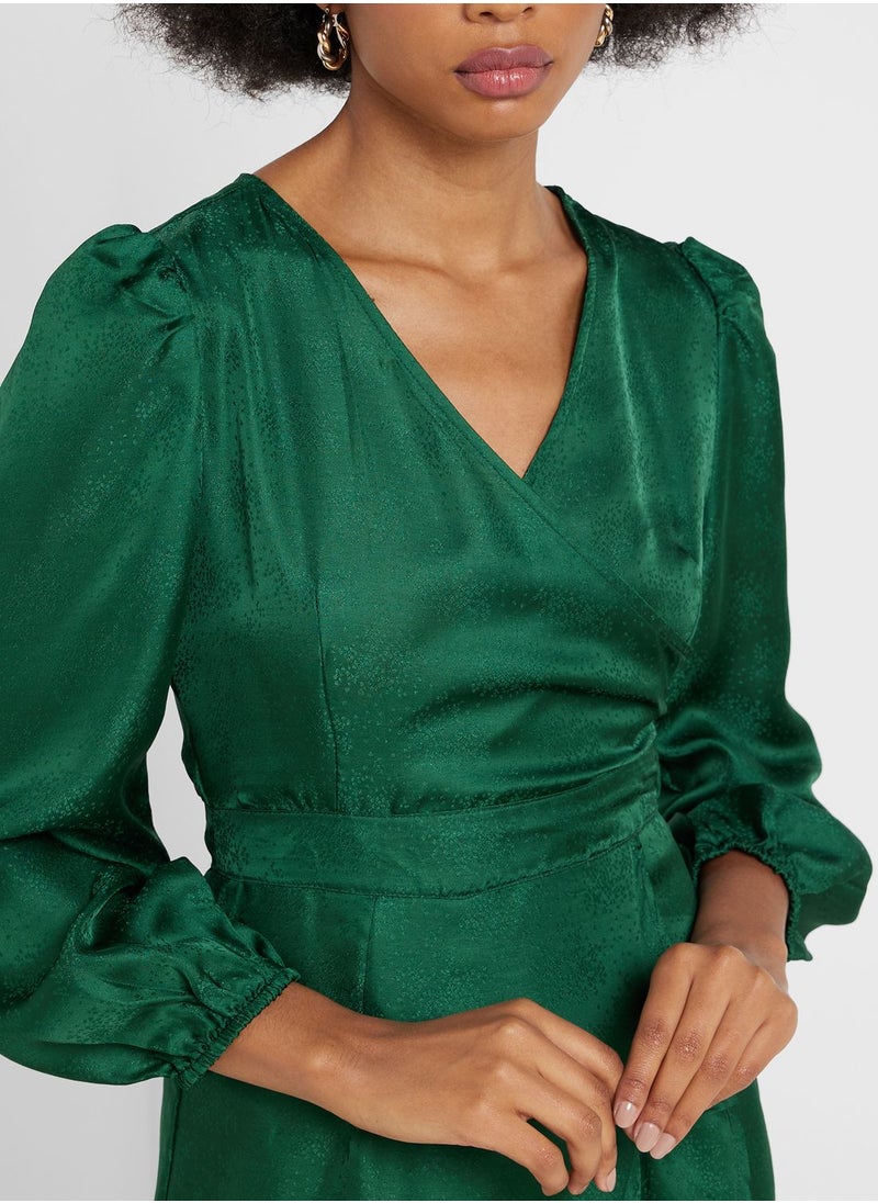ELLA - Ruffle Hem Self Textured Dress - Image 1