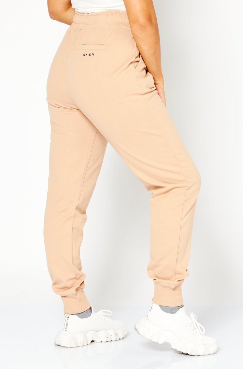 NA-KD Women Regular Fit High Rise Drawstring Jogger Pants, Beige - Image 4