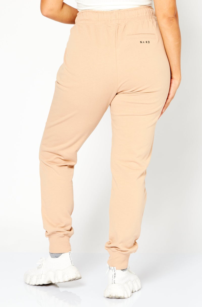 NA-KD Women Regular Fit High Rise Drawstring Jogger Pants, Beige - Image 2